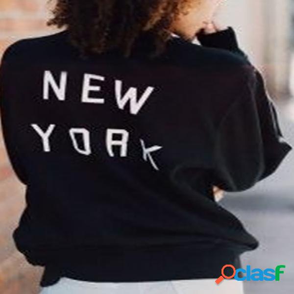 Fashion Letter Print at Back Long Sleeves Sweatshirt