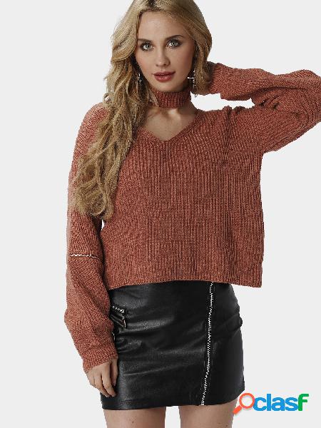 Fire Brick Fashion Drop Shoulder Zip Jumper With Neck Strap