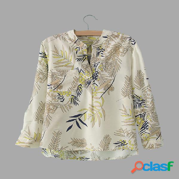 Floral Print Pattern Chiffon Loose Fit Shirt