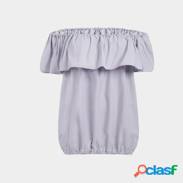 Grey Fashion Off Shoulder Blouse