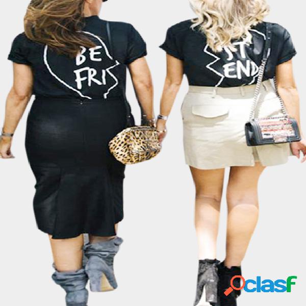 One Black Casual Best Friend Print Bestie Tees
