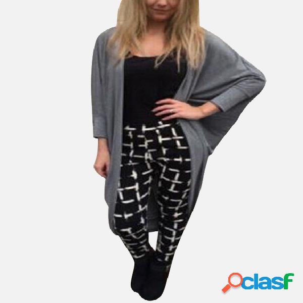 Open Front Bat-wing Pattern Long Sleeve Cardigan