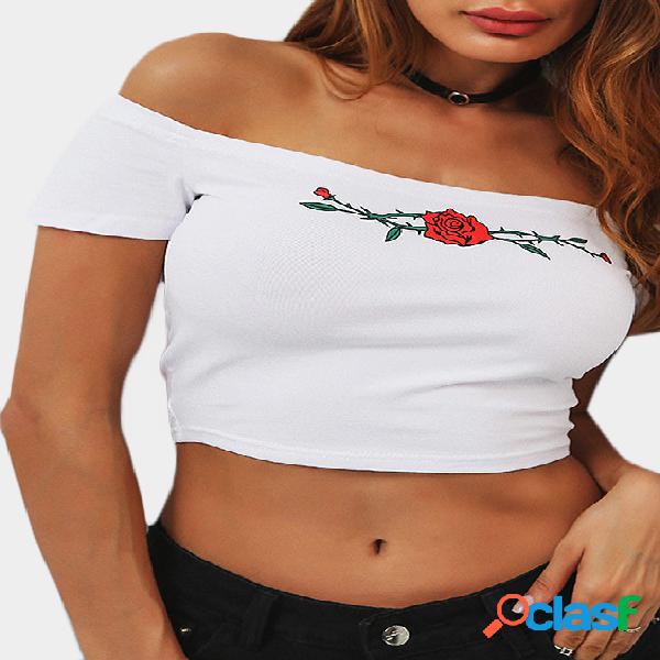 White Embroidered Crop Top