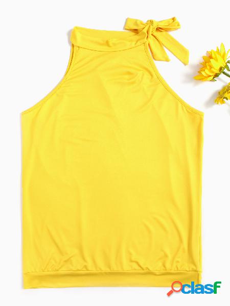 Yellow Halter Tie-up Design Sleeveless Tee