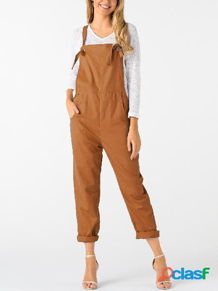 Yellow Square Neck Sleeveless Overall Outfits