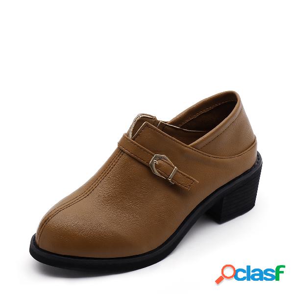 Brown Buckle Design Ankle Boots
