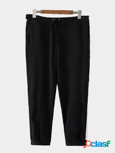 Black Chiffon Elastic Waistband White Edge Ttrousers