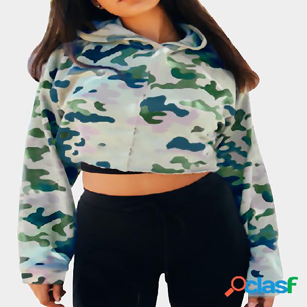 Camouflage Hoodie Crop Top