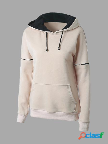 Double Color Hooded Pocket Front Sweatshirt