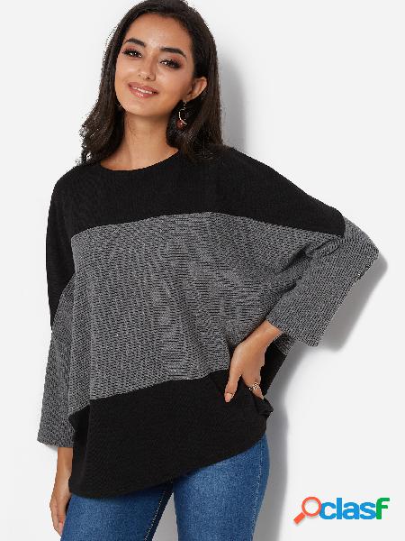 Grey Crew Neck Dolman Sleeve Loose Sweater