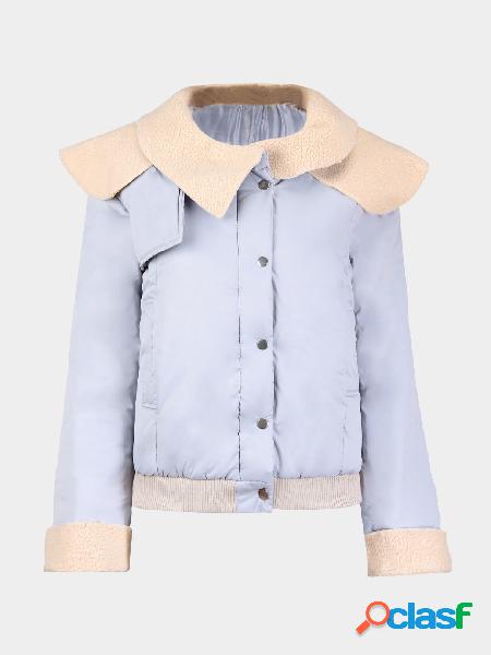 Light Blue Jacket with Oversize Collar