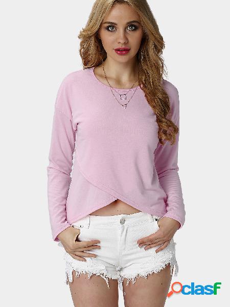 Pink Casual Layered Irregular Top