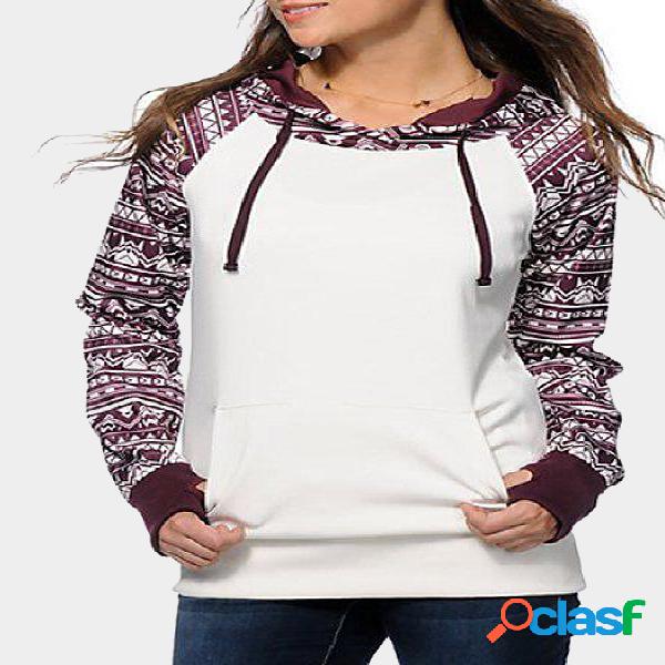 White Random Print Hooded Strappy Front Sweatshirt