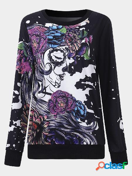 Active Halloween Print Sports Sweatshirts in Black