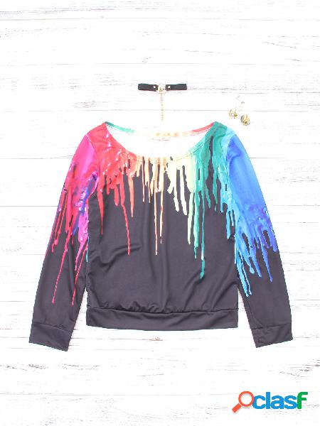 Fantasy Colour Asymmetrical Sweatshirts in Black