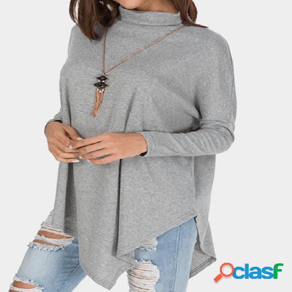 Light Grey Roll Neck Long Sleeves T-shirt