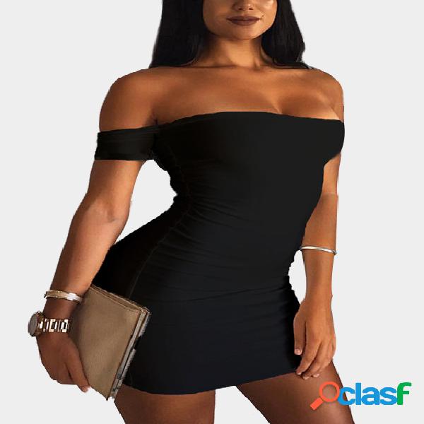 Black Off Shoulder Mini Party Dress