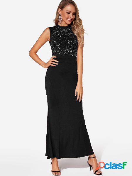 Black Round Neck Sleeveless Maxi Dress