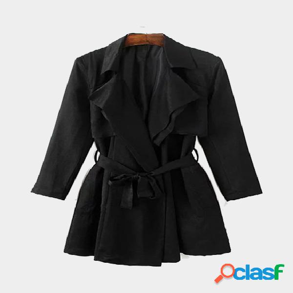 Black Trench Outwear Self-tie Waistband