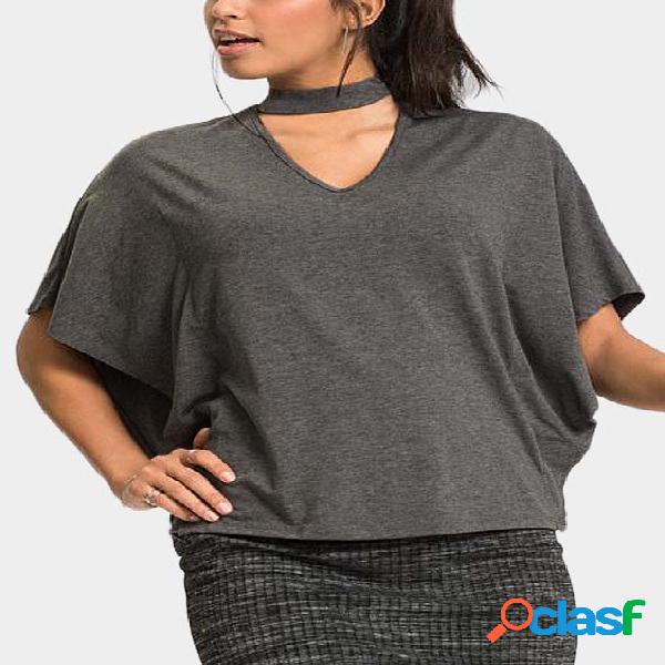 Grey Round Neck Short Sleeves T-shirt