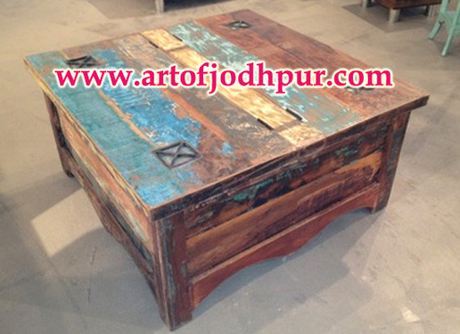 Indian furniture reclaimed wood trunk box
