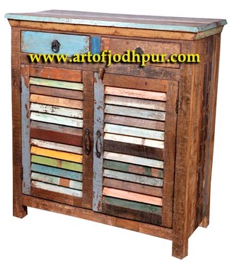 Indian reclaimed furniture 2 drawer cabinet