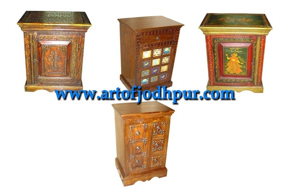 Jodhpur handicrafts wooden bed side tables