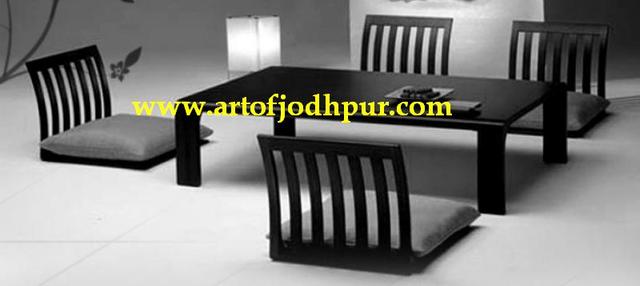 Mango wood Low-Height Four Seater Dining Set