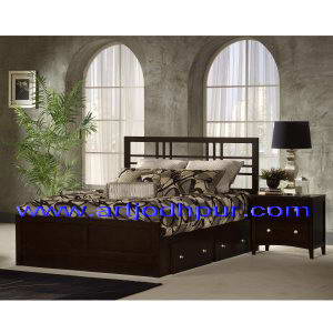 Modern furniture online double bed with drawer