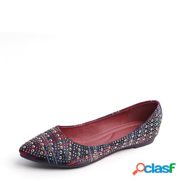 Plaid Jewelled Decoration Flats