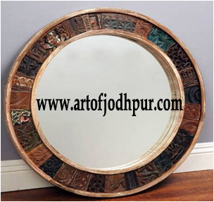 Reclaimed wood mirror frame jodhpur handicrafts