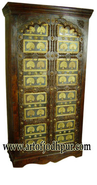 Shekhawati furniture brass fitted wooden cabinet