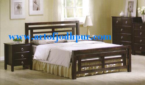 Solid wood Double beds and bed side