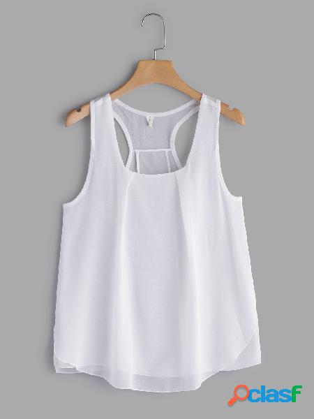 White chiffon Scoop Neck Cami