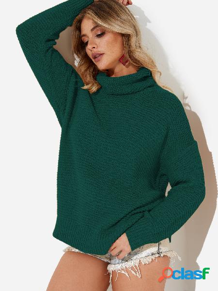 Green Roll Neck Long Sleeves Sweater