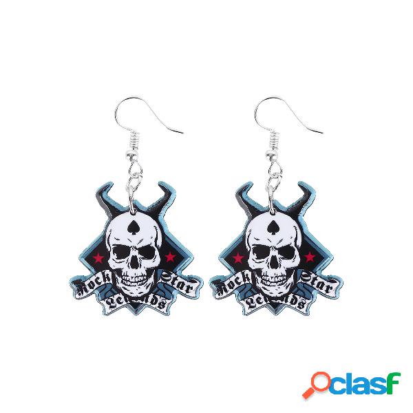 Pentagram Decoration Skull Halloween Earrings