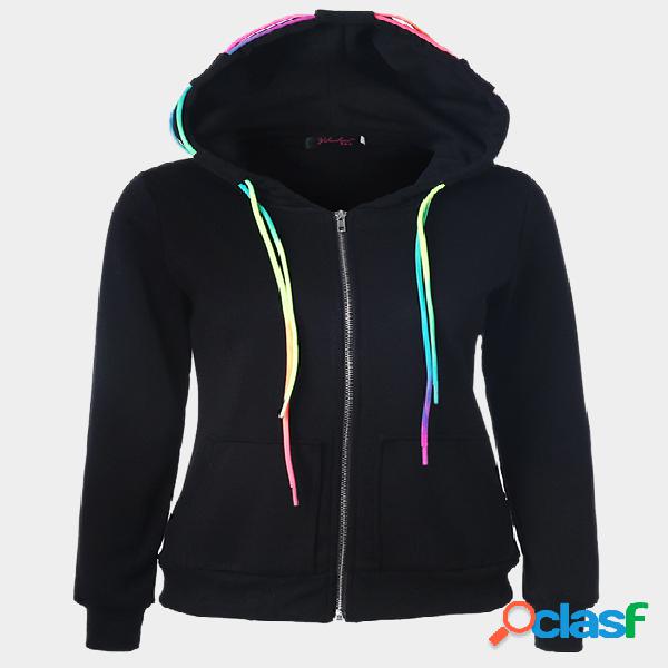 Crew Neck Hoodie with Front Pocket in Black