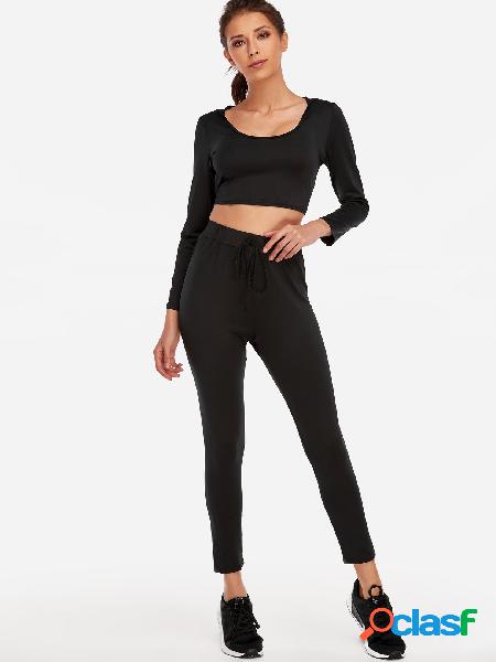 Active V-neck High-waisted Tracksuit in Black