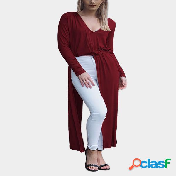 Burgundy Super Slit Hem Irregular Dress