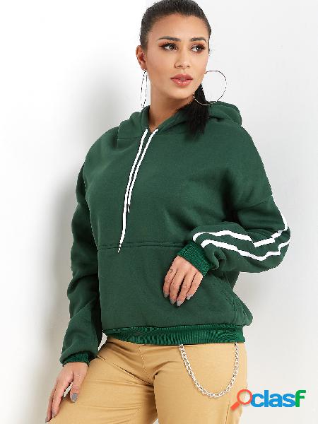 Green Kangaroo Pocket Long Sleeves Hoodie