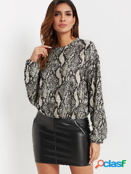 Snake Print Crew Neck Long Sleeves Sweatshirt