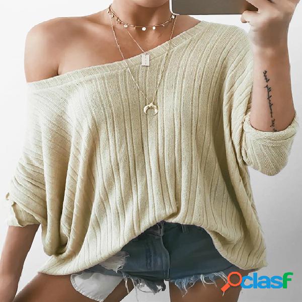 Beige Knit One Shoulder Oversize Jumper