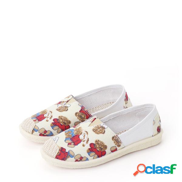 Fashion Bear Printed Canvas Flats