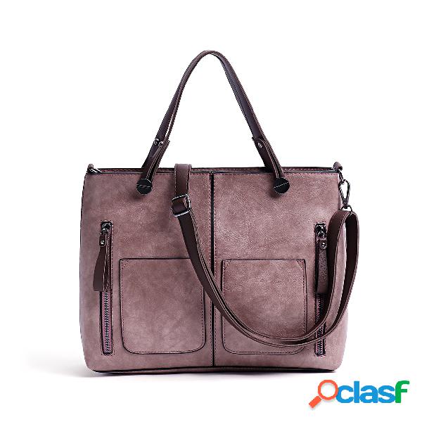 Pink Pockets Design Zip Crossbody Bag