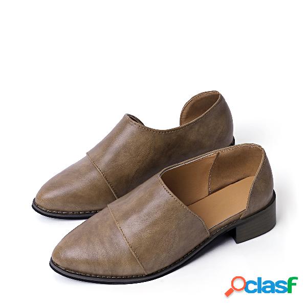Brown Point Toe Plain Design Flats