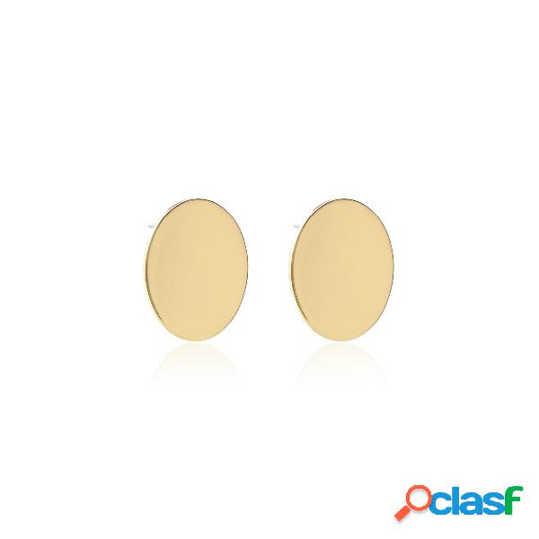 Gold Flat Disc Stud Earrings