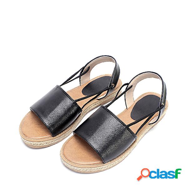 Black Straw Fisherman Sandals