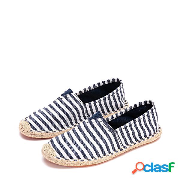 Dark Blue Fashion Stripe Pattern Flats