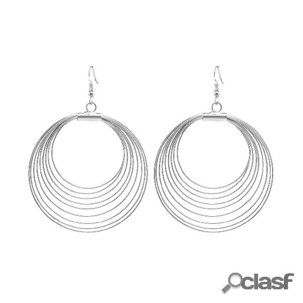 Silver Exaggerated Big Circles Drop Earrings