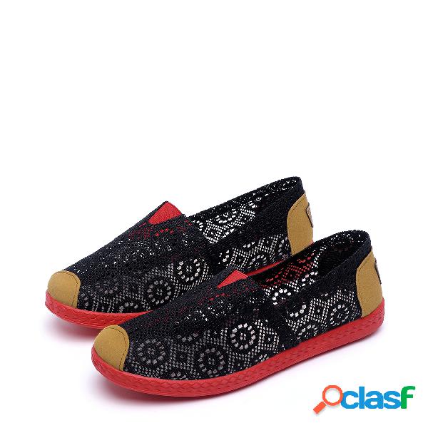 Black Casual Hollow Design Mesh Flats